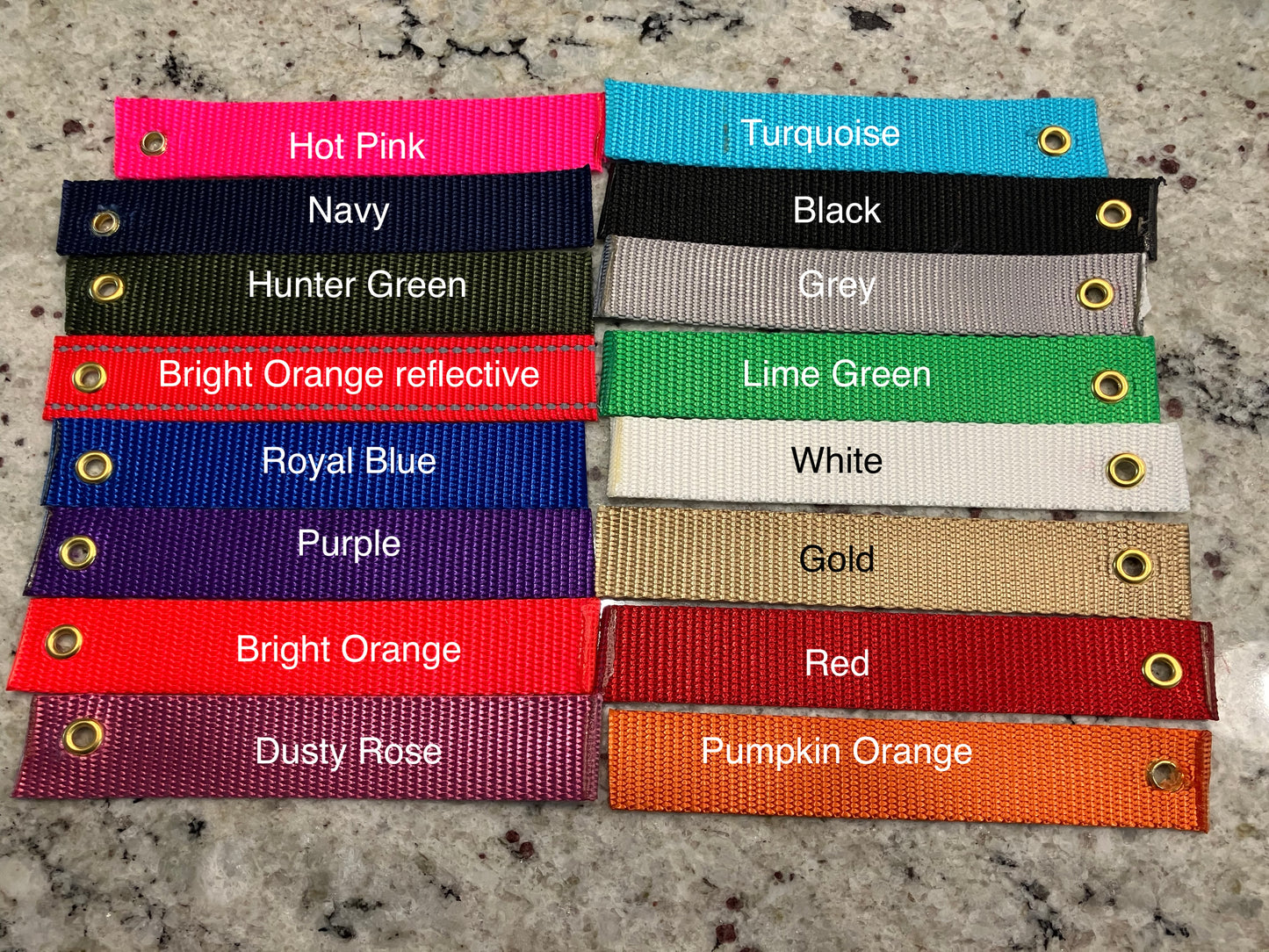 Breakaway Horse Halter, Solid Color Webbing, Choice of Brass or Nickel Hardware. 1" Wide, 3 Ply Nylon Webbing. 14 Color Options