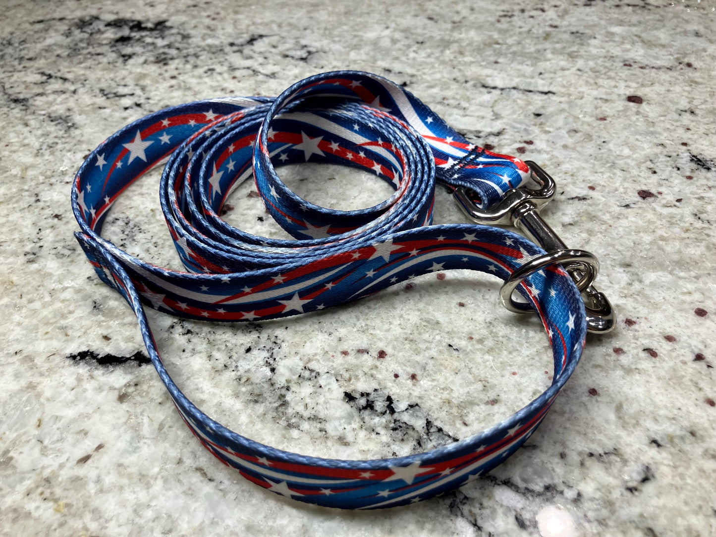 Patriotic Americana Red White Blue Dog Collar Leash Set - Handcrafted for American Pups- Multiple sizes