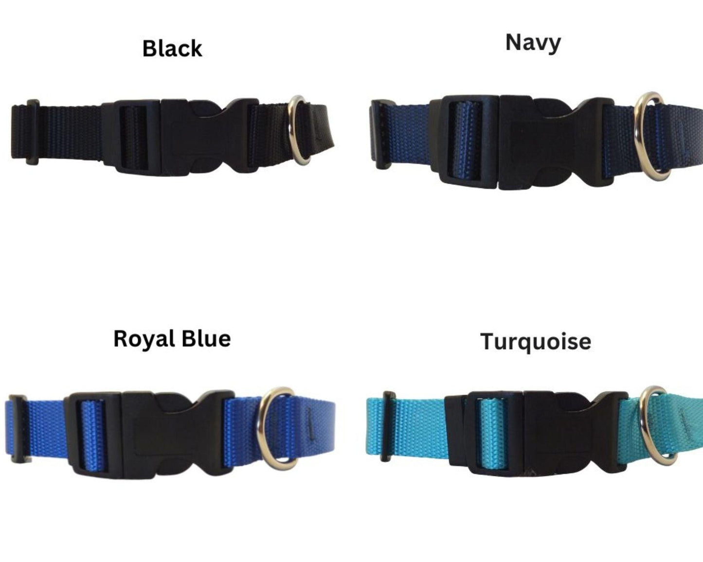 Nylon Plain Flat dog collar, multiple sizes, Simple durable collar