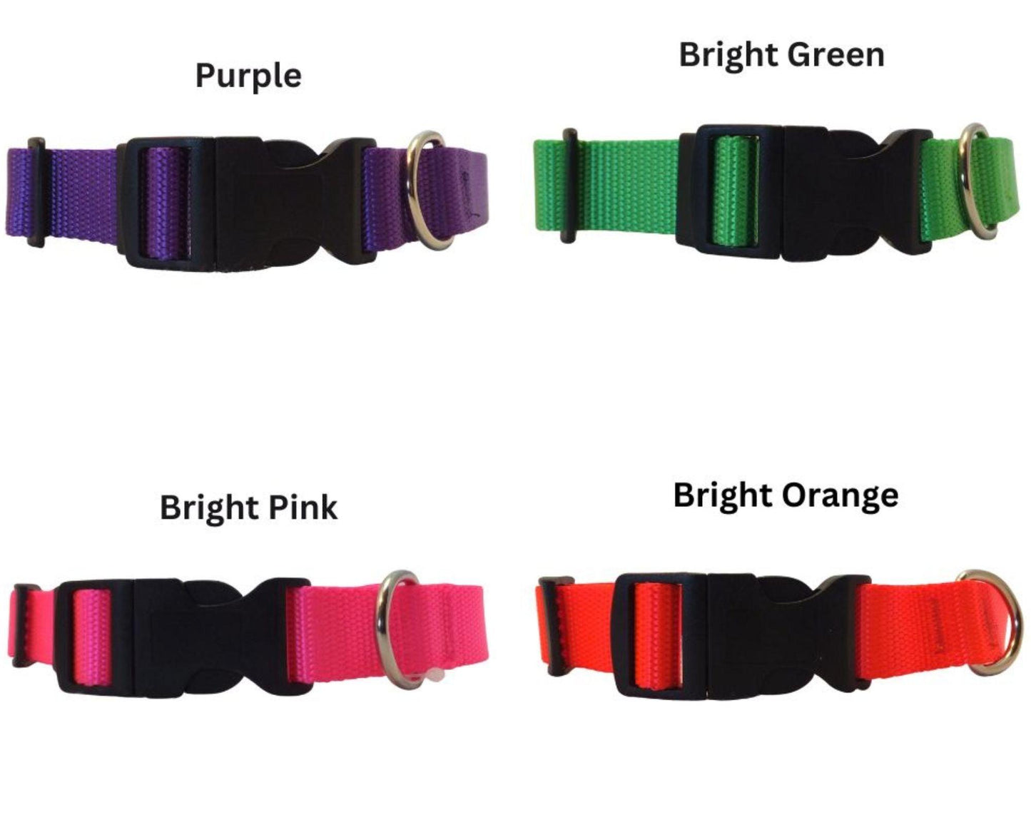 Nylon Plain Flat dog collar, multiple sizes, Simple durable collar