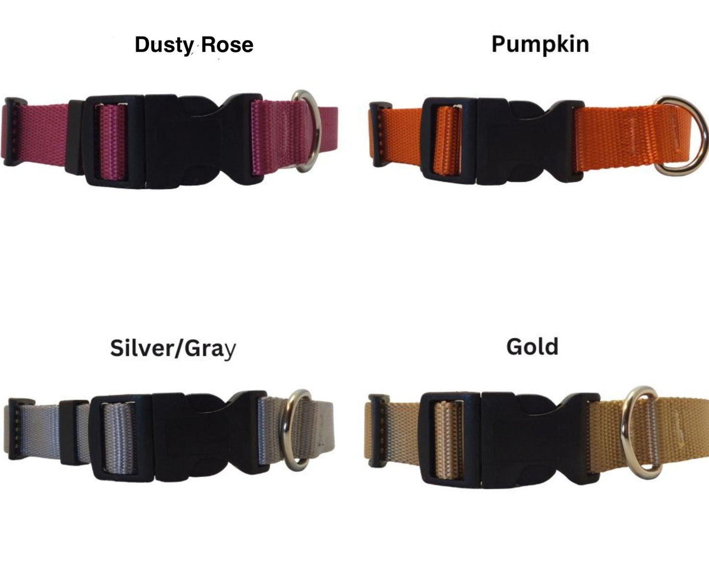 Nylon Plain Flat dog collar, multiple sizes, Simple durable collar