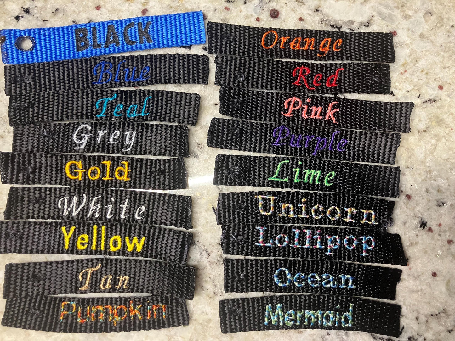 Custom embroidered dog collar, personalized pet neckwear multiple sizes, multiple colors, name and number