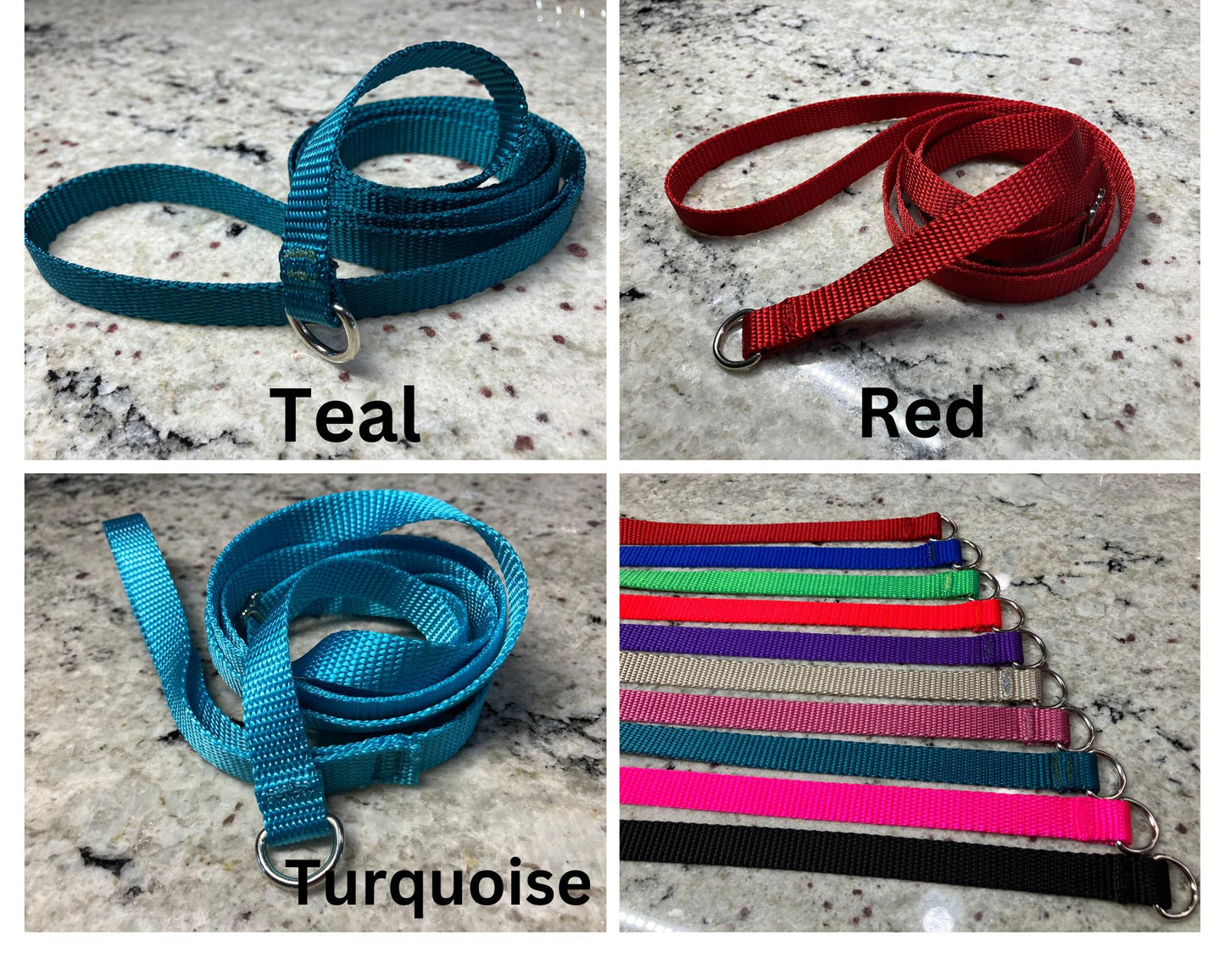 5 pack- Flat nylon 5/8" wide slip lead for dogs, 6 foot, show lead, kennel leash, emergency lead