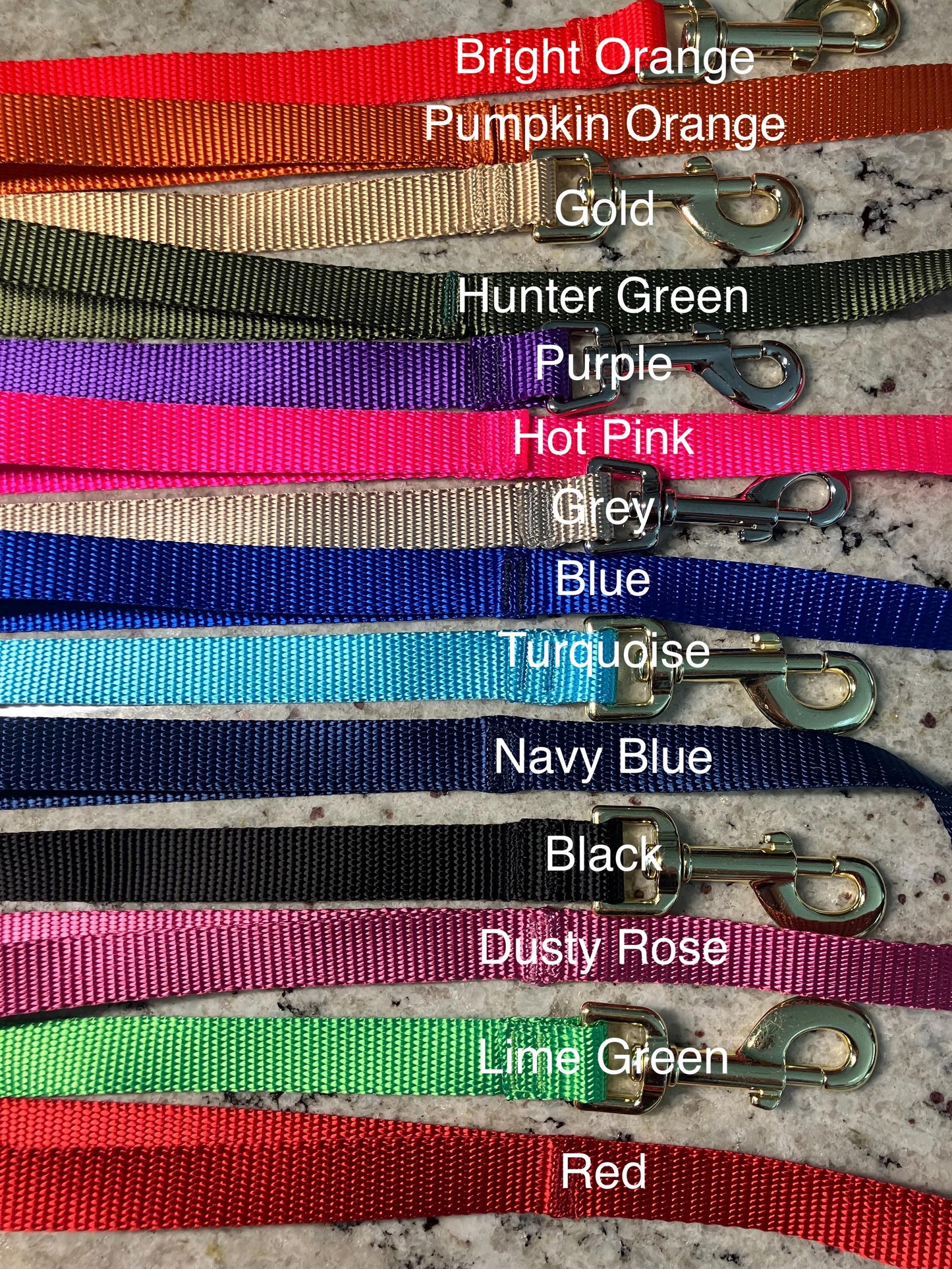 2 ft double handle nylon dog leash, 3/4" width with or without ring