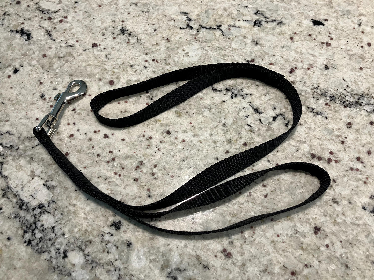 2 ft double handle nylon dog leash, 1" width with or without ring
