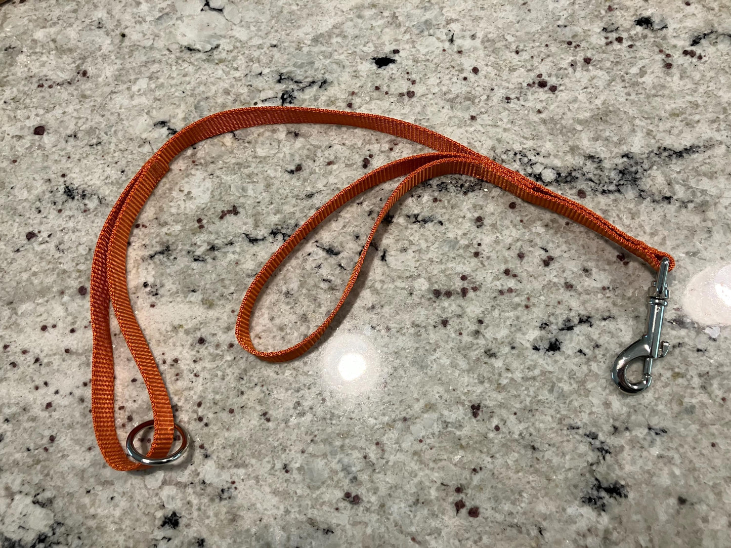 2 ft double handle nylon dog leash, 1" width with or without ring