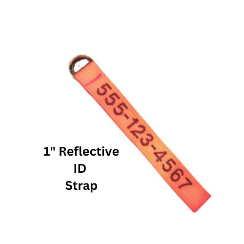 Personalized Horse Evacuation Identification Tag; Reflective Orange Nylon Webbing; 1 inch Wide, 9 inches Long; Embroidered Phone Number