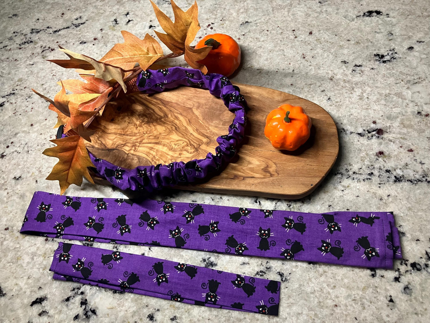 Spooky Purple and Black cats Collar Cover