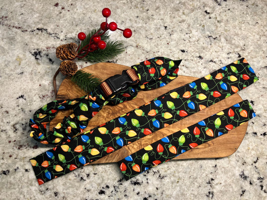 Cute Christmas dog collar cover- Christmas lights patterned - dog collar accessories- scrunchie