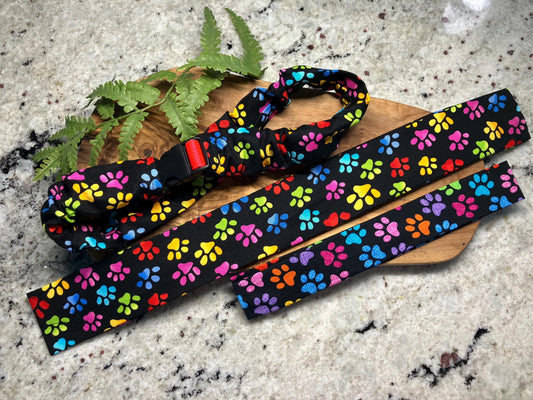 Cute Rainbow dog paw collar cover, dog scrunchie - Made in USA - Dog collar accessories