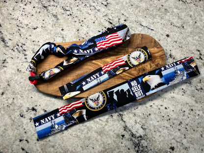 Navy Dog Collar Cover, Military dog scrunchie, handmade pet gear