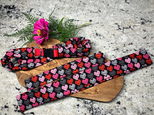 Geometric Heart Dog Collar Cover, Dog Scrunchie, Handmade Collar sleeve