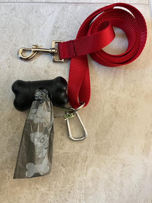 Heavy Duty Nylon Dog Leash 1" width Plain with metal ring on handle