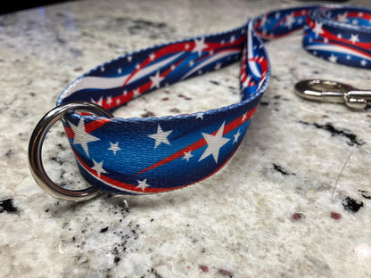 Patriotic Americana Red White Blue Dog Collar Leash Set - Handcrafted for American Pups- Multiple sizes