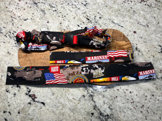 US Marines dog Collar Cover, military dog scrunchie, handmade in USA, dog collar accessories, pet neckwear
