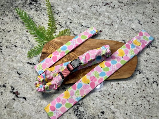 Easter egg pastel glitter dog collar cover, dog scrunchie, handmade spring collar sleeve